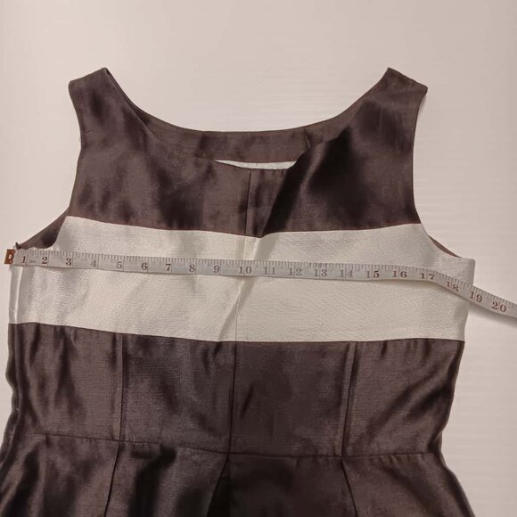 Kate Spade Black White Color Block Fit and Flare Pleated Midi Cocktail Dress - Picture 3 of 7